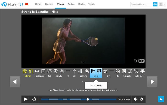 Fluentu aprende chino mediante vídeos